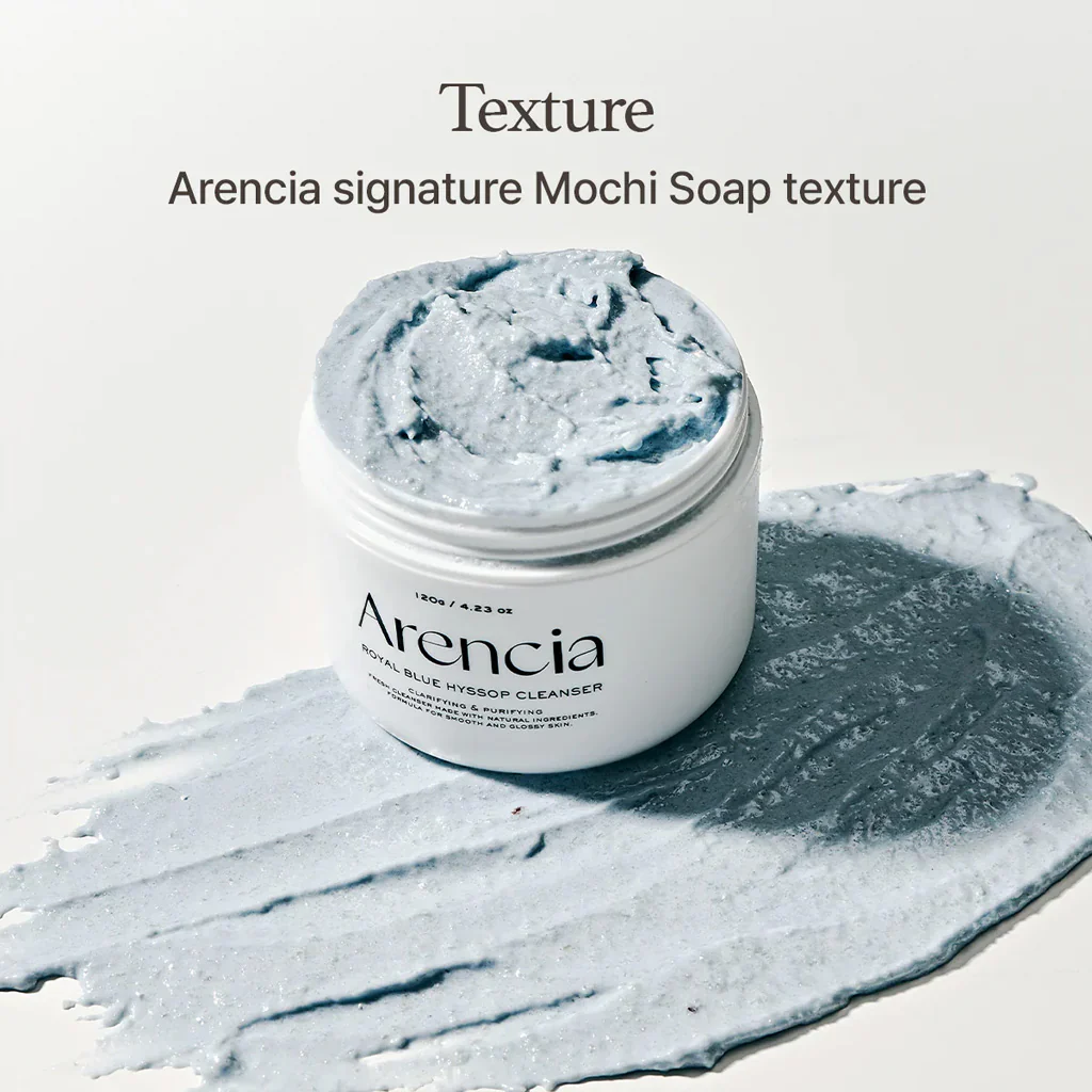 [Arencia] Fresh Blue Hyssop Rice Mochi Cleanser [120g] - Image 3