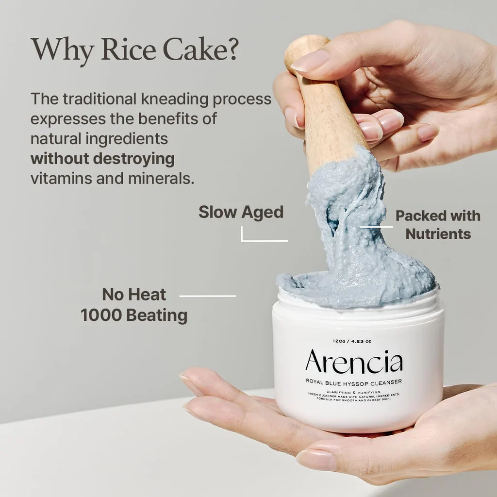 [Arencia] Fresh Blue Hyssop Rice Mochi Cleanser [120g] - Image 4