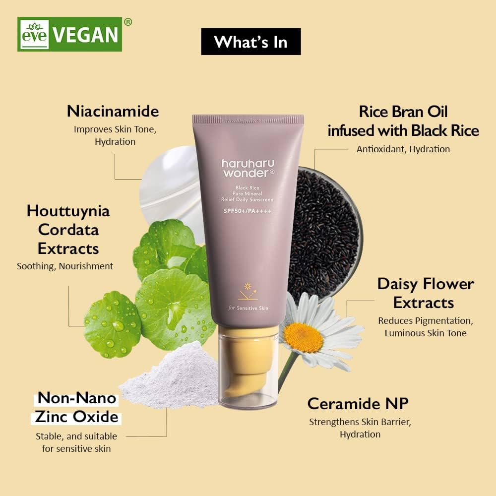 Black Rice Pure Mineral Relief Daily Sunscreen [50ml]  - Image 3