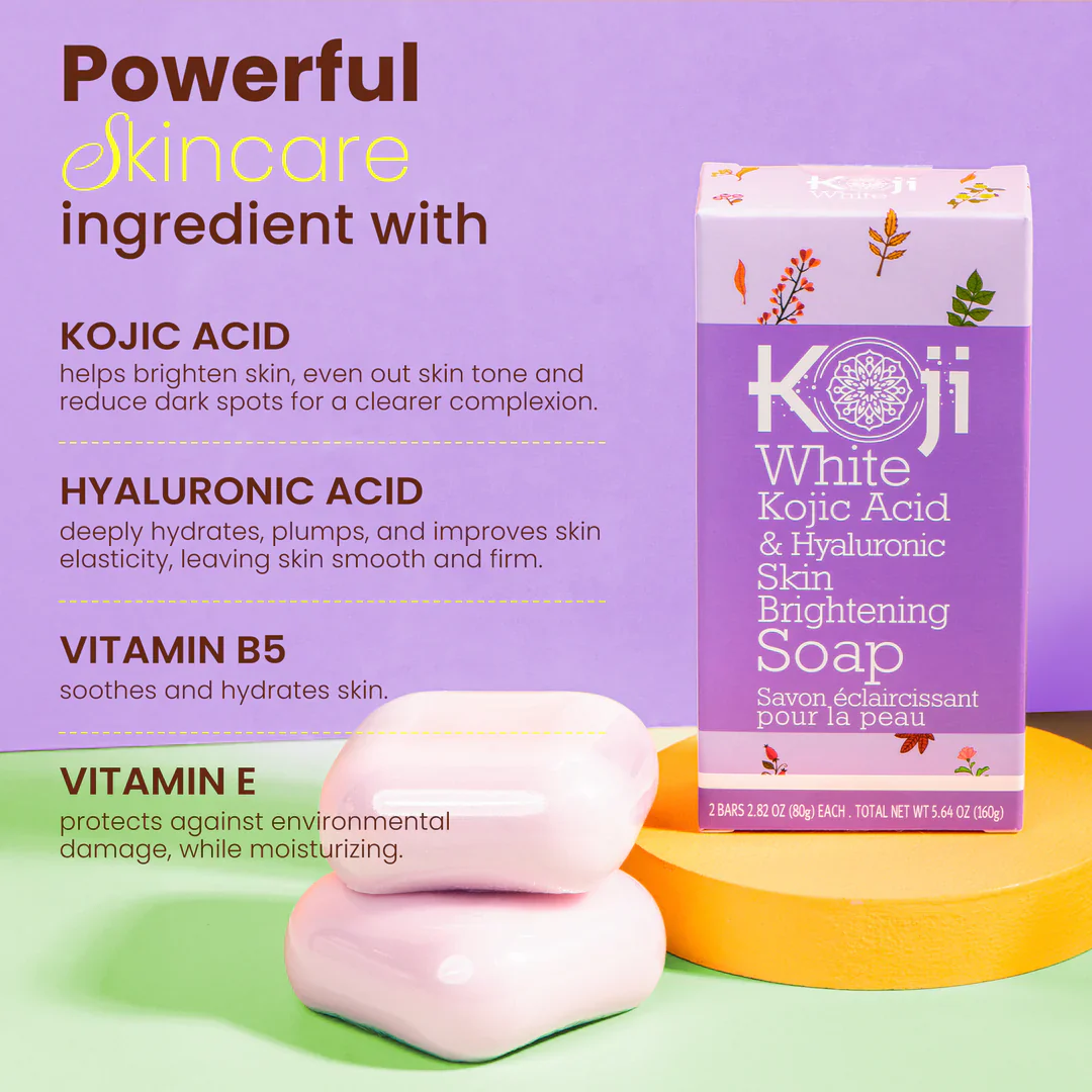 KOJI WHITE Kojic Acid & Hyaluronic Acid Brightening Soap [2x80g] - Image 3