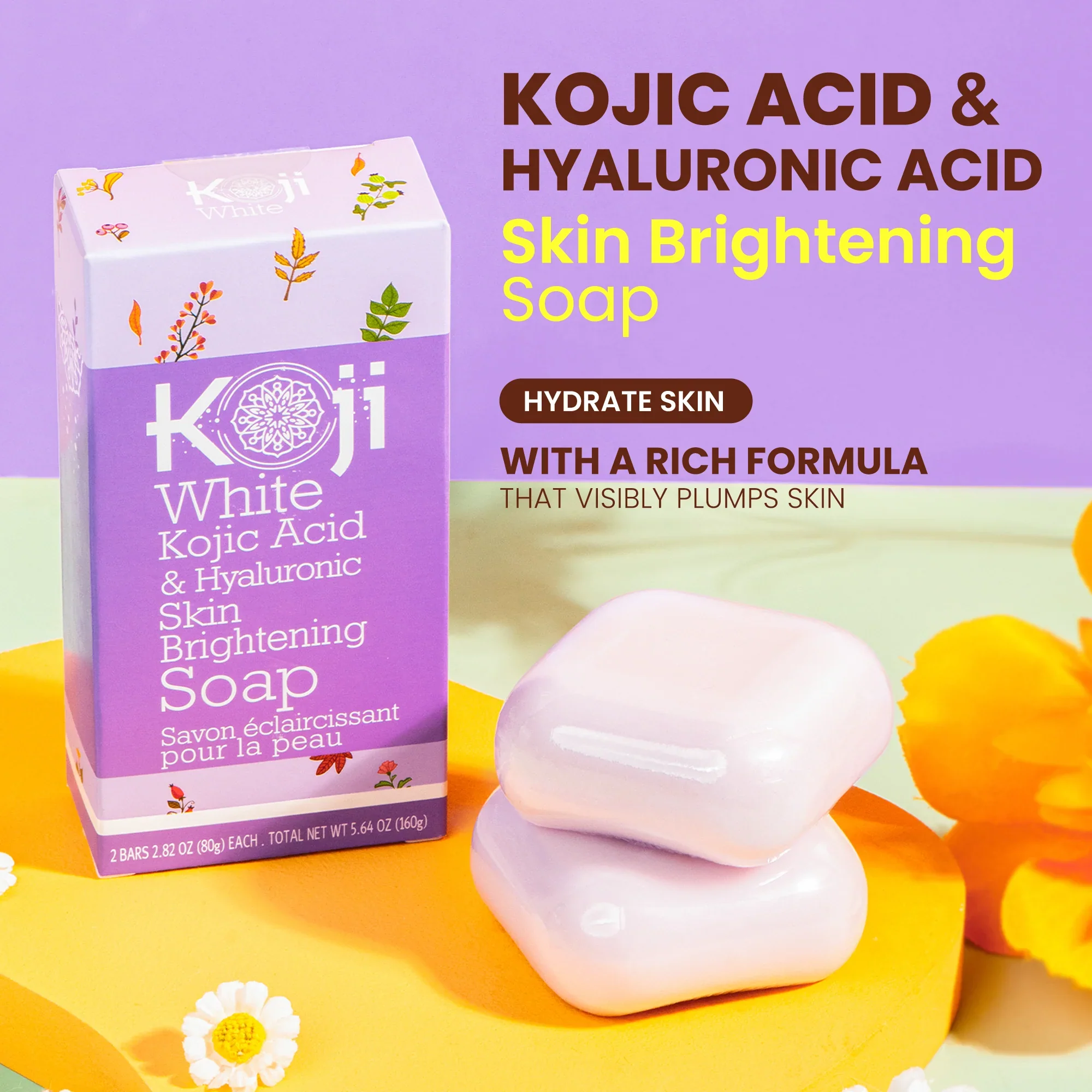 KOJI WHITE Kojic Acid & Hyaluronic Acid Brightening Soap [2x80g] - Image 5