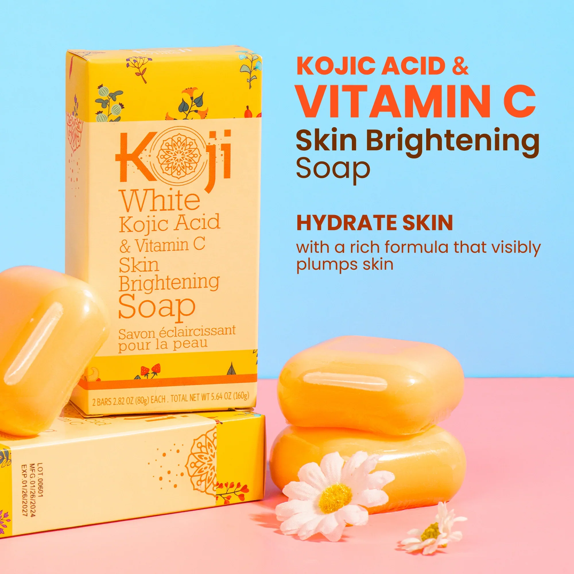KOJI WHITE Kojic Acid & Vitamin C Brightening Soap [2x80g] - Image 5