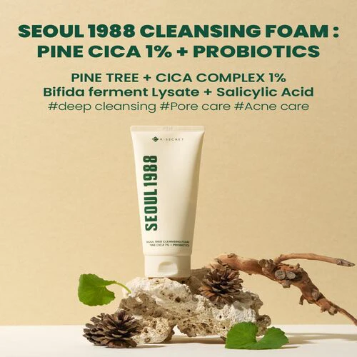 SEOUL 1988 Cleansing Foam: Pine Cica 1% + Probiotics [150ml] - Image 2