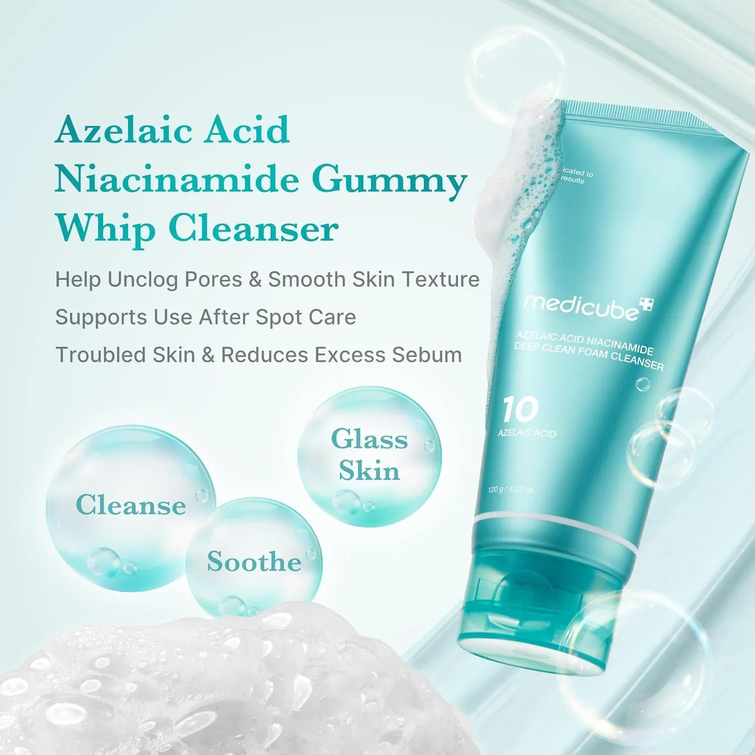 Azelaic Acid Niacinamide Deep Clean Foam Cleanser [120g] - Image 3