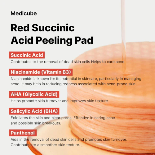 Red Succinic Acid Peeling Pad [70ea] - Image 6