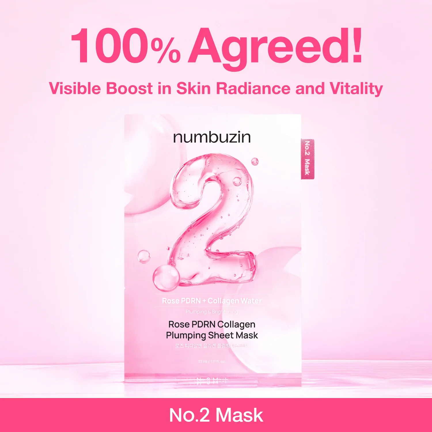 No.2 Rose PDRN Collagen Plumping Sheet Mask [33ml x 1] - Image 3