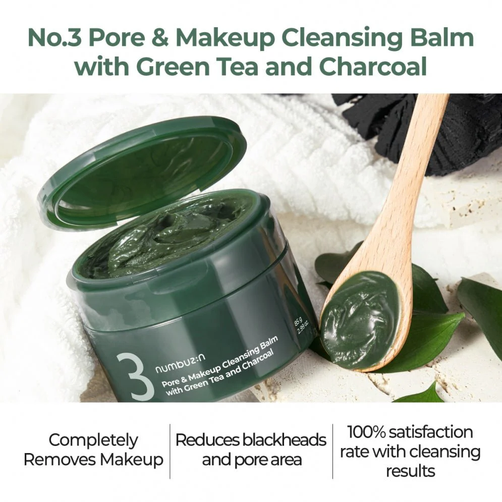 No. 3 Pore &amp; Makeup Cleansing Balm With Green Tea And Charcoal [85g]  - Image 3