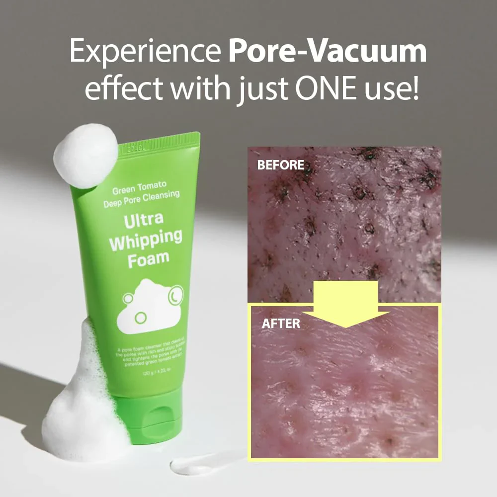Green Tomato Deep Pore Cleansing Ultra Whipping Foam [120g] - Image 3