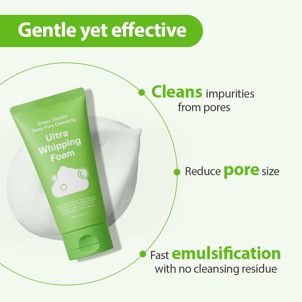 Green Tomato Deep Pore Cleansing Ultra Whipping Foam [120g] - Image 4