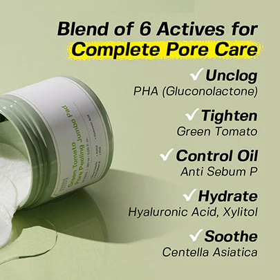 Green Tomato Pore Peeling Jumbo Pad [60 Pads] - Image 4